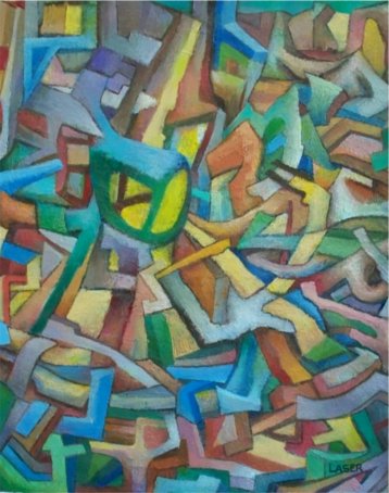 left on oil on paper